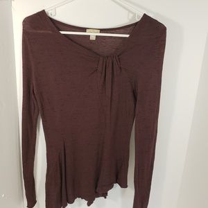 Anthropologie Holding Horses Maroon Tee Small